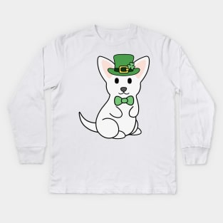 St Patrick White Chihuahua Kids Long Sleeve T-Shirt